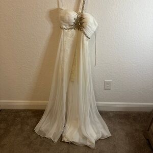 Elegant White Gown with Gold Accents